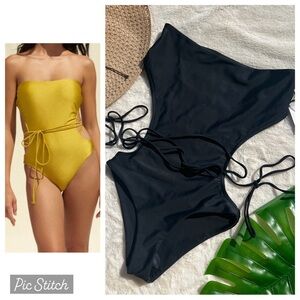 Jade Raya Cut Out Strapless Black One Piece